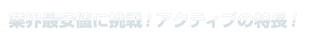 業界最安値に挑戦！アクティブの特長！